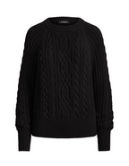 Lauren Ralph Lauren Women's Cable-Knit Dolman-Sleeve Sweater  Polo Black Size L