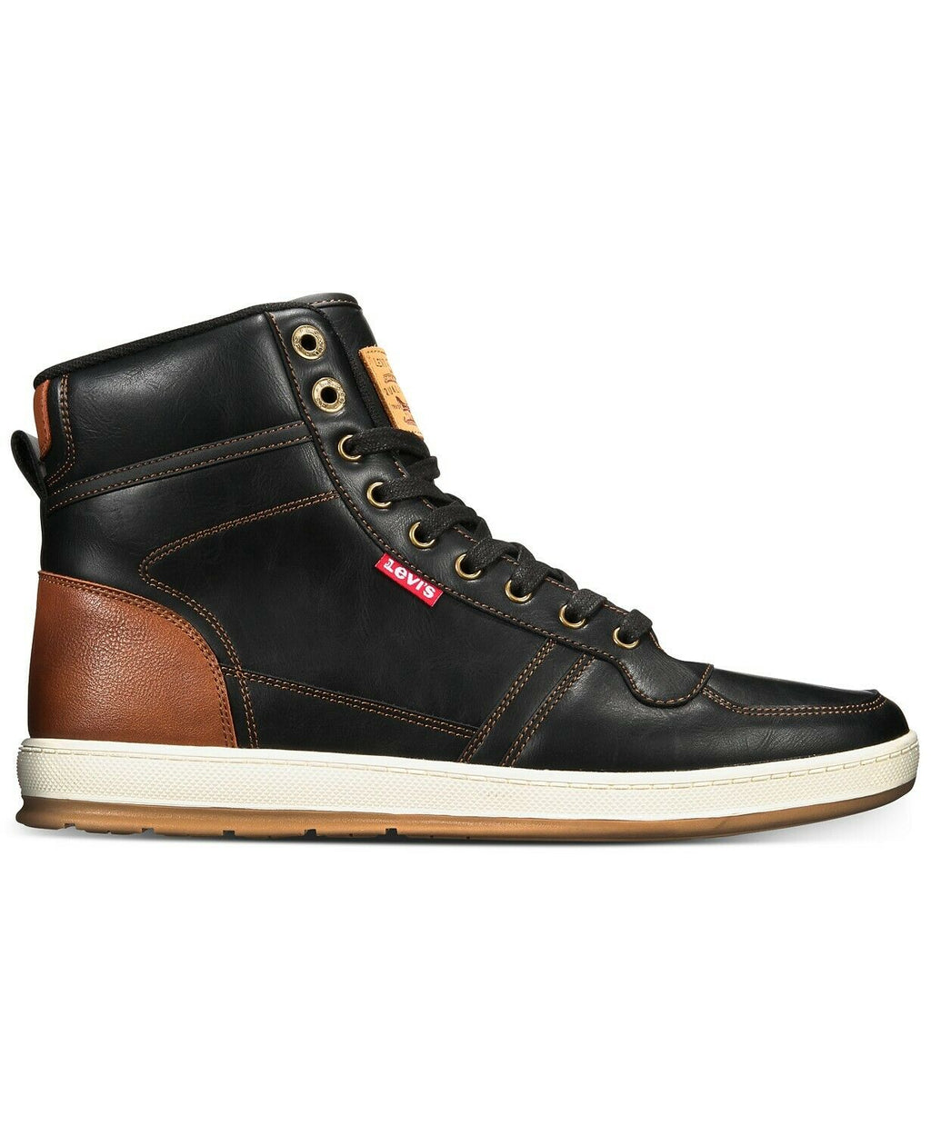 LEVI'S Men's Black/Tan Comfort Supportive Casual High Top Sneaker Boot Size 10.5