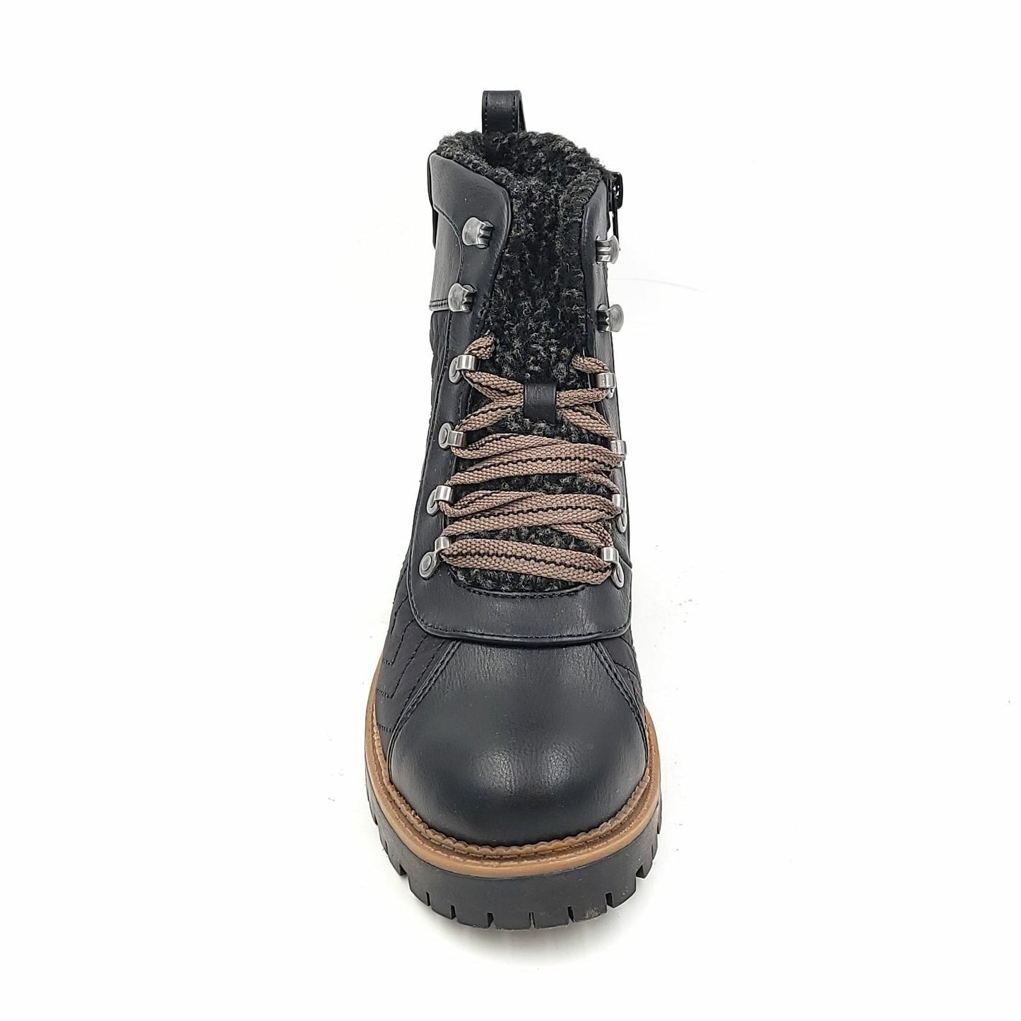 Style Co Morggan Lace-Up Combat Booties  Color Black Quilt Size 7.5M