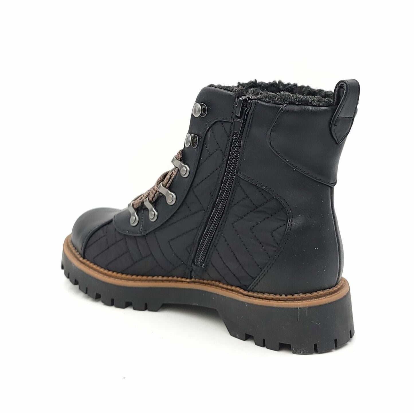 Style Co Morggan Lace-Up Combat Booties  Color Black Quilt Size 7.5M