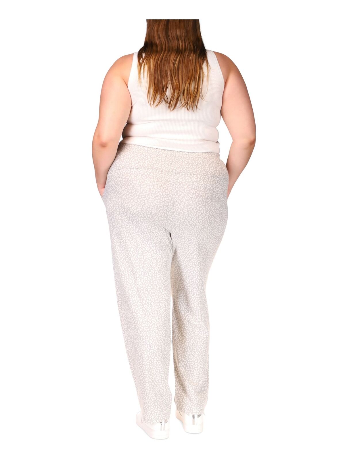 Michael Kors Women's Plus Cheetah Jacquard Jogging Pants  Color Pearl Heather Size 0X