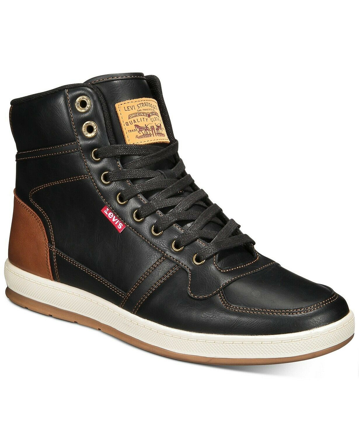 LEVI'S Men's Black/Tan Comfort Supportive Casual High Top Sneaker Boot Size 10