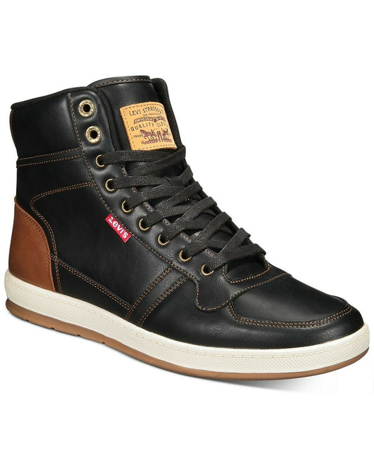 LEVI'S Men's Black/Tan Comfort Supportive Casual High Top Sneaker Boot