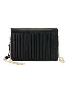 ALFANI Dowel pleated vegan-leather crossbody shoulder bag  Color Black