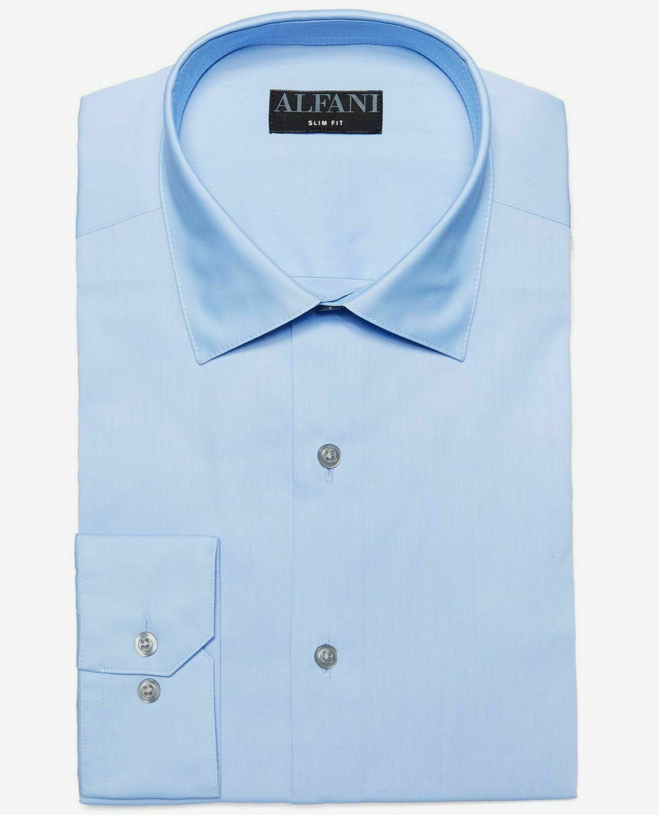 Alfani Men's Slim Fit Long Sleeve Button-Front Dash Diamond Shirt  White Blue 17/17.5 34/35