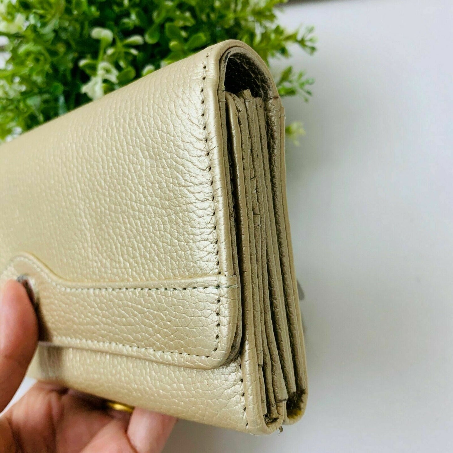 Giani Bernini Genuine Pebble Leather Bifold Wallet Gold