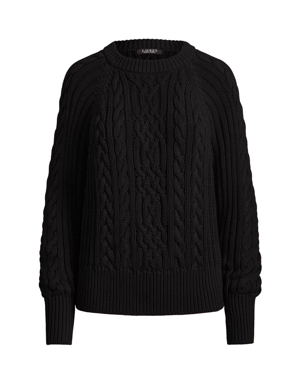 Lauren Ralph Lauren Cable-Knit Dolman-Sleeve Sweater  Color Polo Black Size S