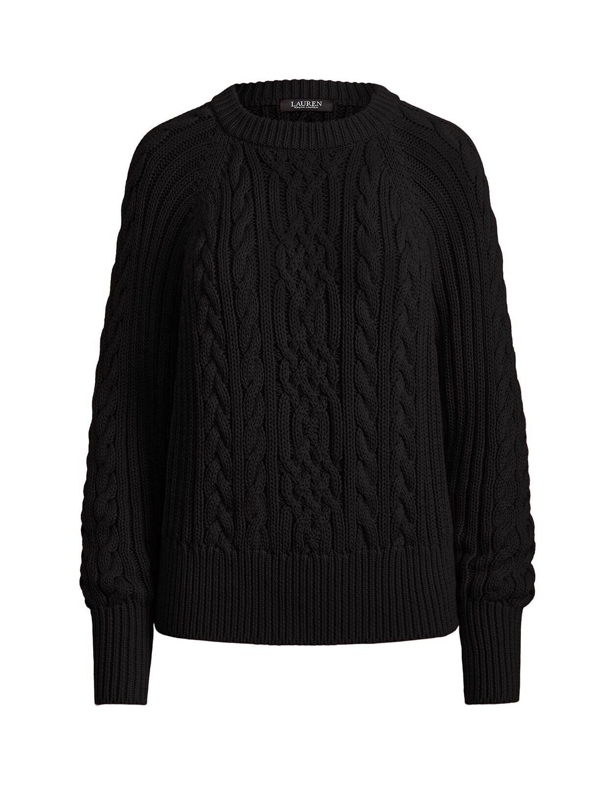 Lauren Ralph Lauren Cable-Knit Dolman-Sleeve Sweater  Color Polo Black Size S