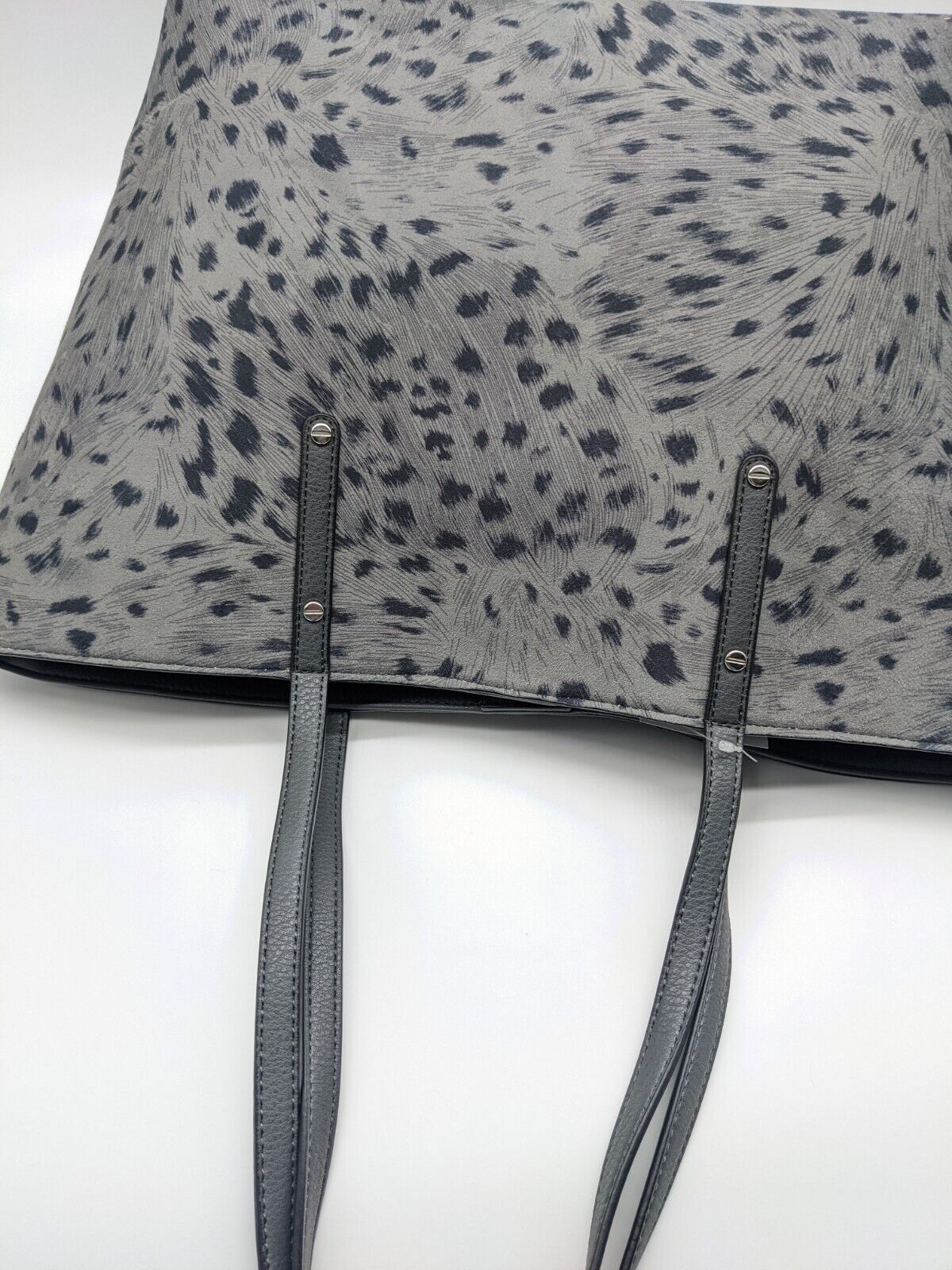 INC Zoiey vegan-leather women's XL tote bag  Color CHARCOAL ANIMAL PRINT