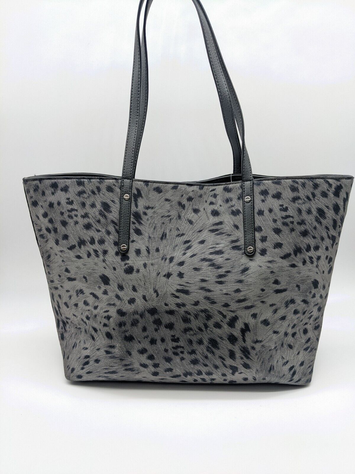 INC Zoiey vegan-leather women's XL tote bag  Color CHARCOAL ANIMAL PRINT