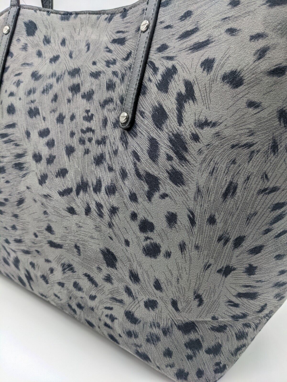 INC Zoiey vegan-leather women's XL tote bag  Color CHARCOAL ANIMAL PRINT