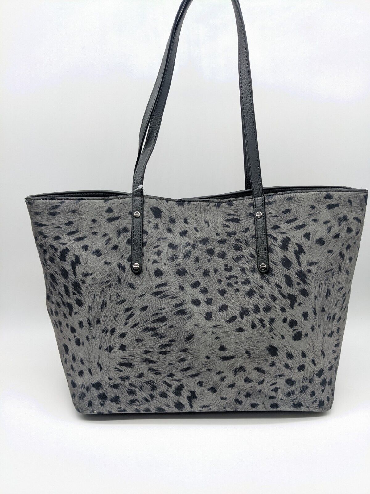 INC Zoiey vegan-leather women's XL tote bag  Color CHARCOAL ANIMAL PRINT