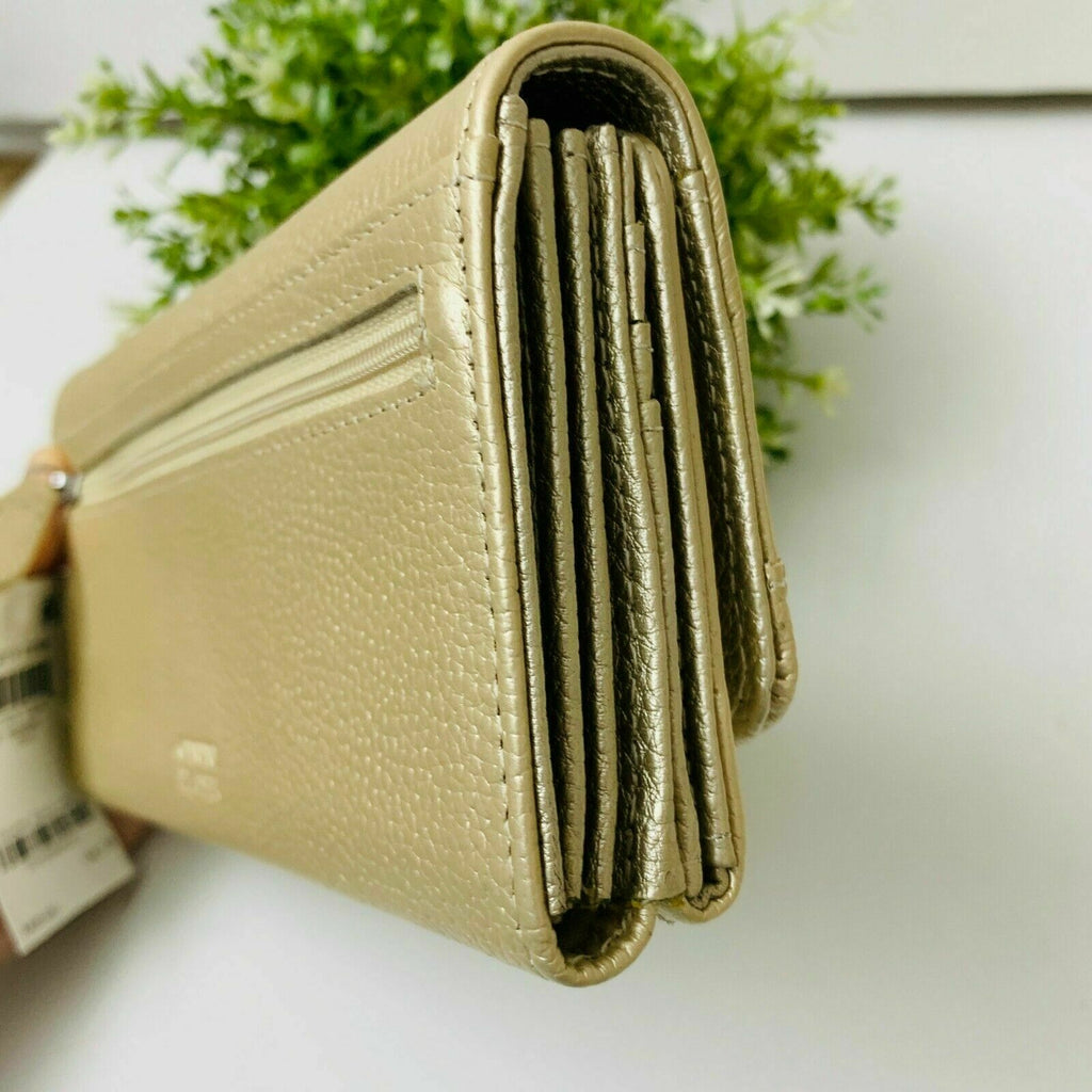 Giani Bernini Genuine Pebble Leather Bifold Wallet Gold