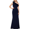 XSCAPE Floral-Applique One-Shoulder Sheath Dress  Color Navy Blue Size 10