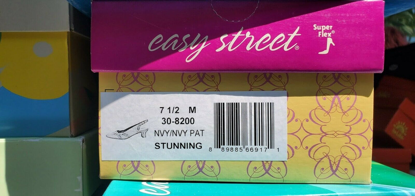 Easy Street Women's Navy Patent Snake Easy Street Stunning Slingback Size 7.5 M