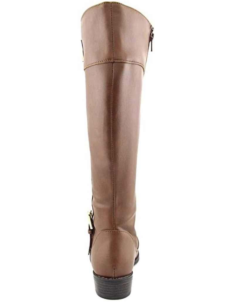 Karen Scott Womens Deliee 2 Faux Leather Riding Boots Brown 6.5 Medium (B,M)  Wide Calf