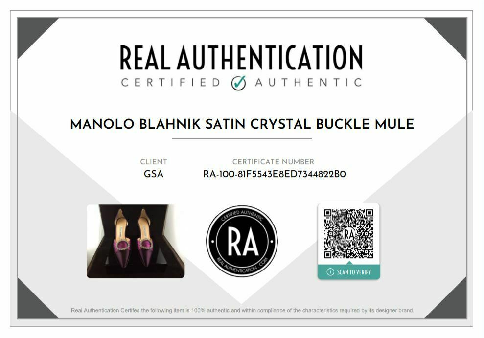 Manolo Blahnik Satin Crystal Buckle Mule   Size 39 = 9 US