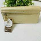Giani Bernini Genuine Pebble Leather Bifold Wallet Gold
