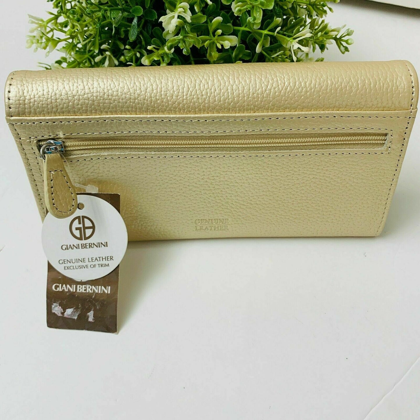 Giani Bernini Genuine Pebble Leather Bifold Wallet Gold