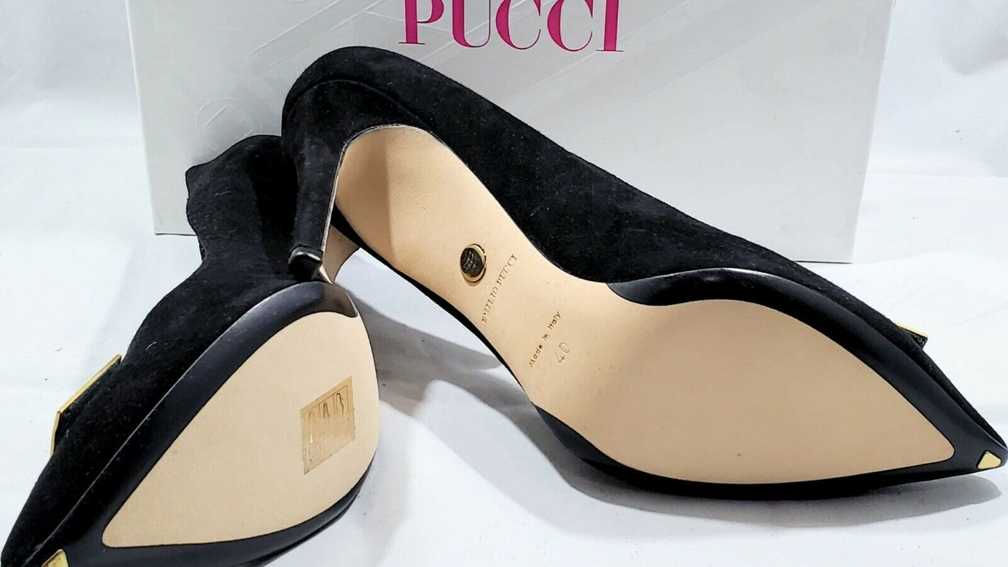 Emilio Pucci Black Suede Turnlock Pumps    Size: 40 (10 US)