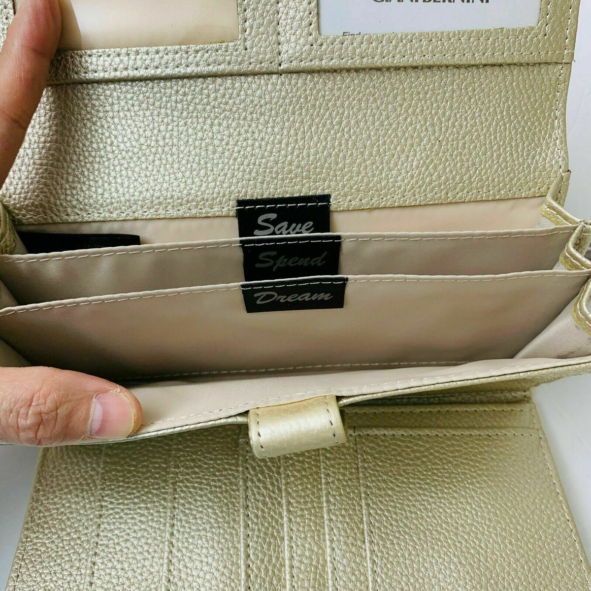 Giani Bernini Genuine Pebble Leather Bifold Wallet Gold