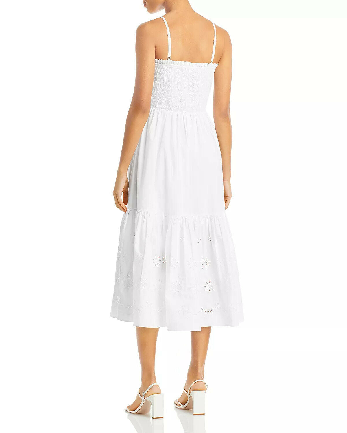 Aqua Sleeveless Smocked Eyelet Dress  Color White Size S