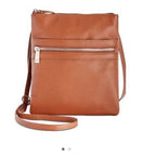 Giani Bernini Triple-Zip Pebble Leather Dasher Crossbody  Color Brown