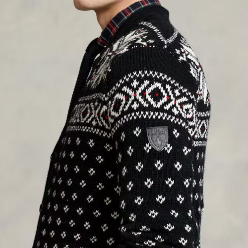Polo Ralph Lauren Men's Snowflake Cotton-Cashmere Cardigan  Color Black Size M