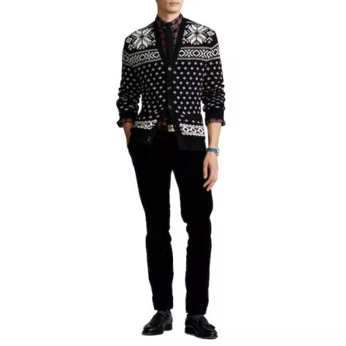 Polo Ralph Lauren Men's Snowflake Cotton-Cashmere Cardigan  Color Black Size M