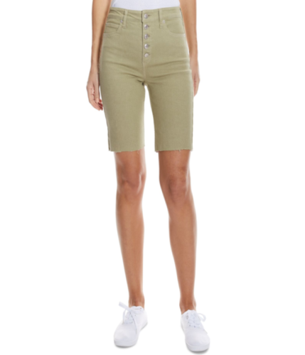 OAT Women's High-Rise Button-Fly Bermuda Jean Shorts  Color Green Size 28