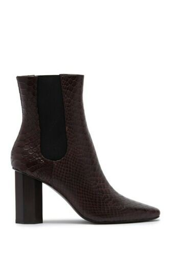 Donald Pliner Laila Snake Embossed Bootie Dark Brown Size 8.5