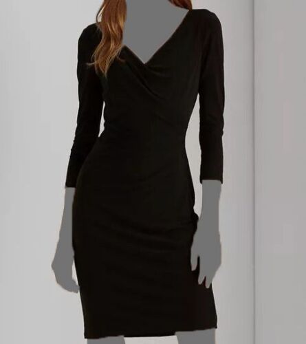 Lauren Ralph Lauren Women's Houndstooth Pleated Jersey Dress  Color Black Size 12