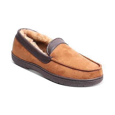 Haggar Mens Vegan-Shearling Venetian Slippers  Color Tan Size XL (11-12)