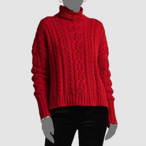 Lauren Ralph Lauren Women's Plus-Size Cable-Knit Turtleneck Sweater Lipstick Red Size 2X