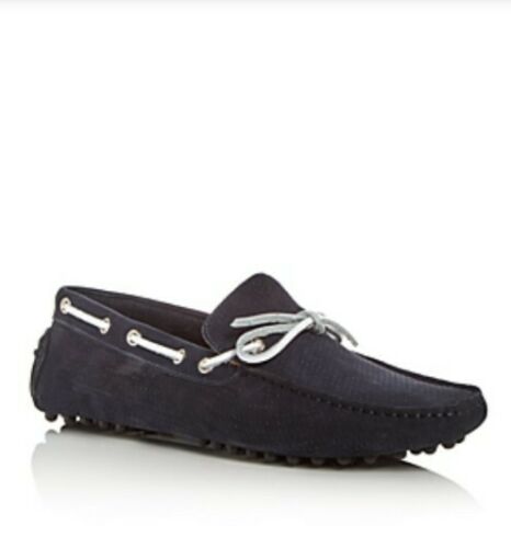 Bloomingdale's Men's Store Perforated Suede Moc Toe Drivers  Navy Blue Size 11