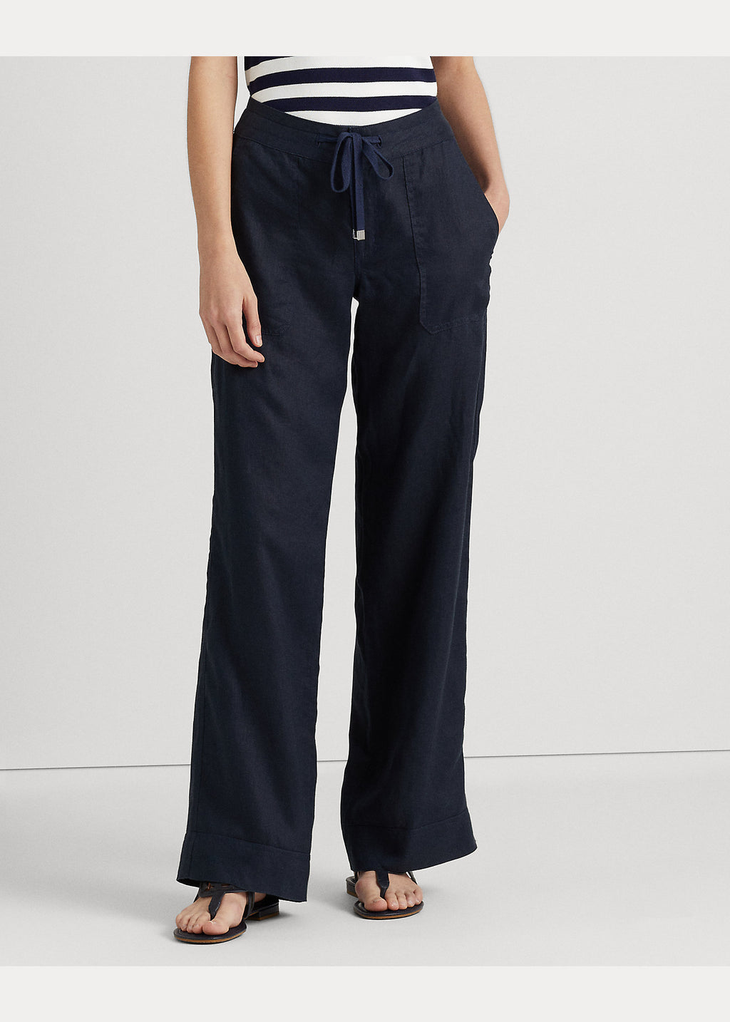 Lauren Ralph Lauren Plus-Size Linen Wide-Leg Pants  Color Lauren Navy Size 22W