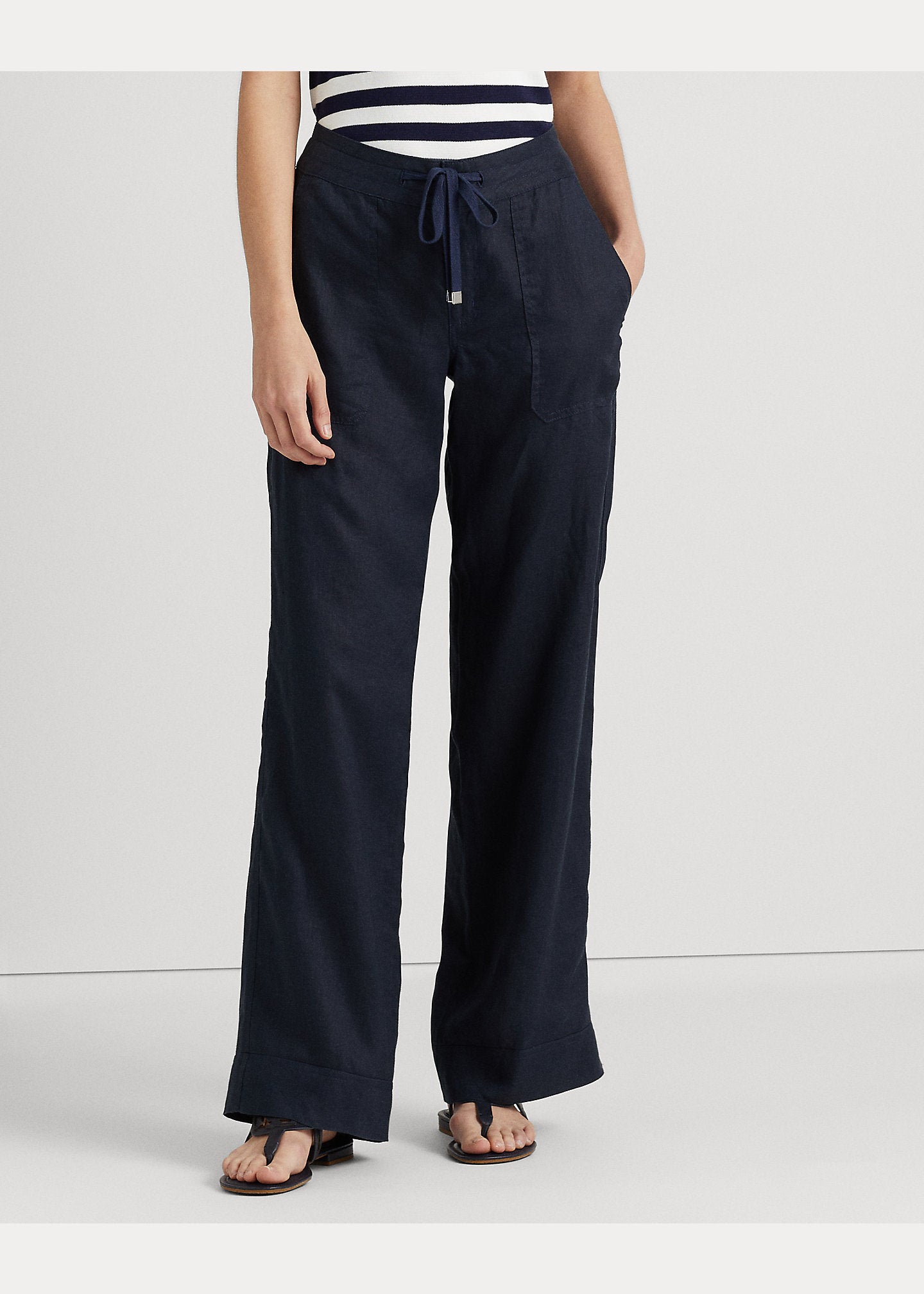 Lauren Ralph Lauren Plus-Size Linen Wide-Leg Pants  Color Lauren Navy Size 22W