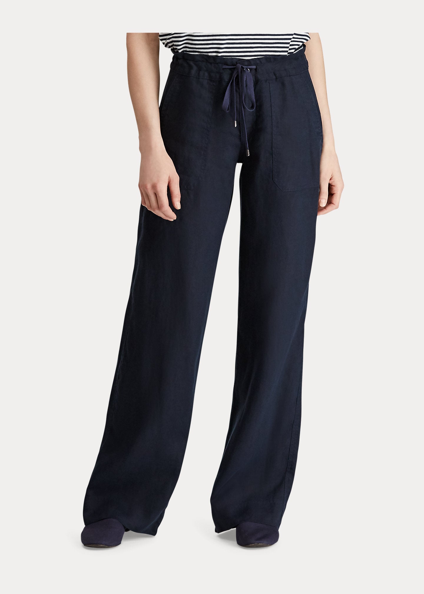 Lauren Ralph Lauren Plus-Size Linen Wide-Leg Pants  Color Lauren Navy Size 22W