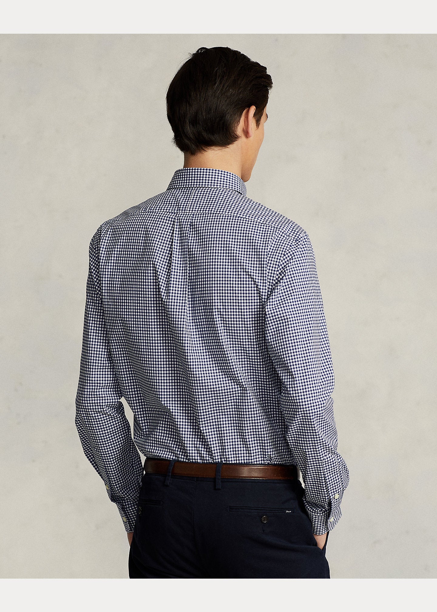 Polo Ralph Lauren Slim-Fit Gingham Stretch Poplin Shirt  Color Navy/White Size 2XL