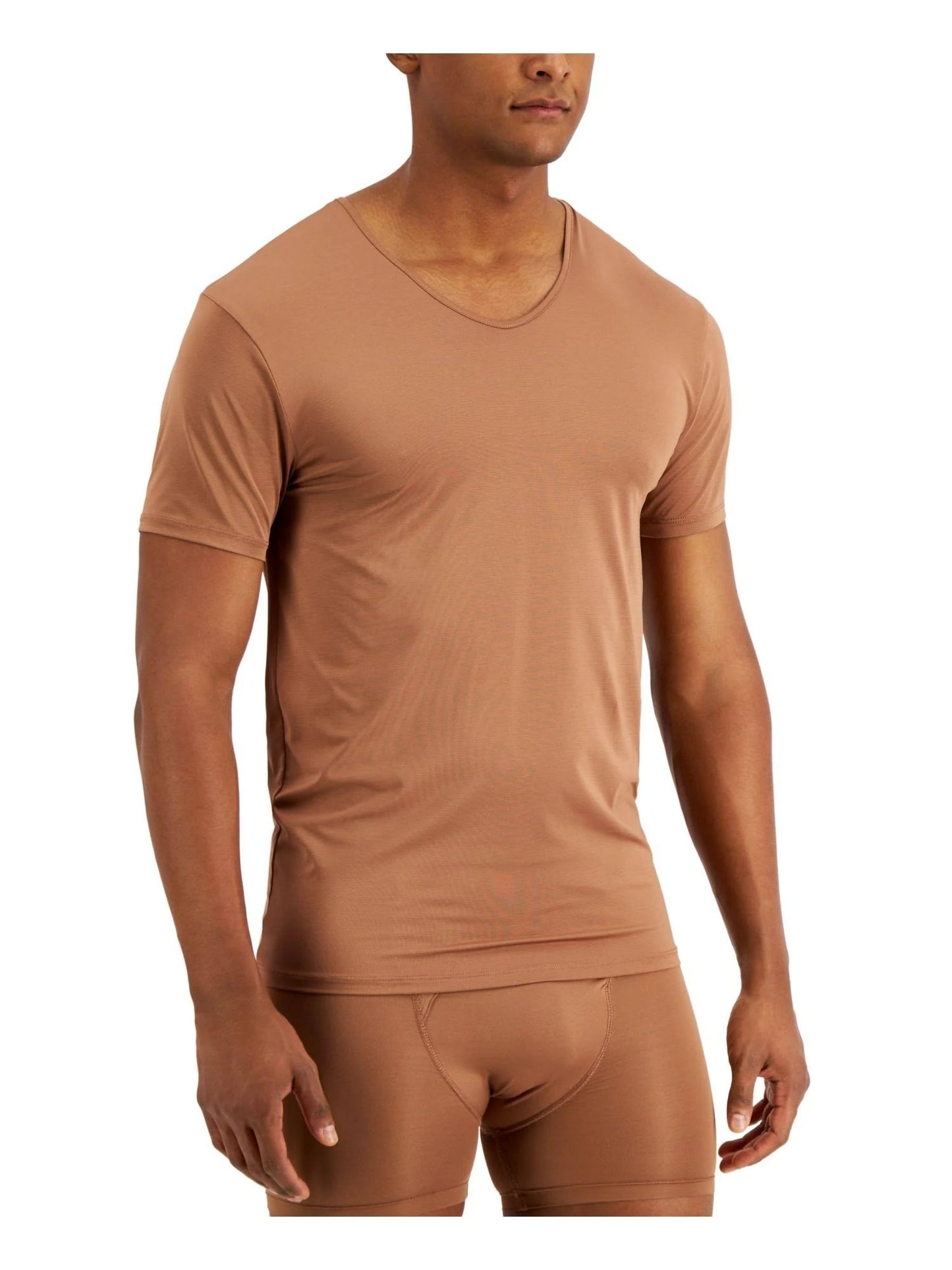 ALFANI Men's Air Mesh Undershirt  Brown Size L